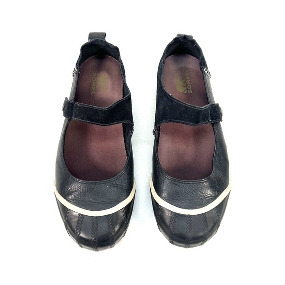 Sorel Sentry Mary Jane Leather Slip Ons Black Womens 9.5 Duck Shoes Sneakers - Picture 4 of 12